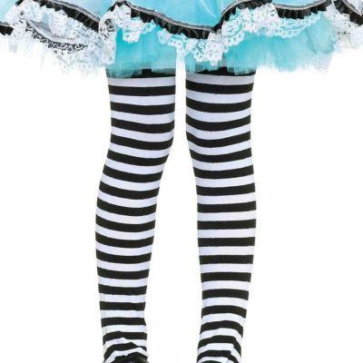 Leg Avenue 4710 Costumes Girls Striped Tights Blk/Wht M